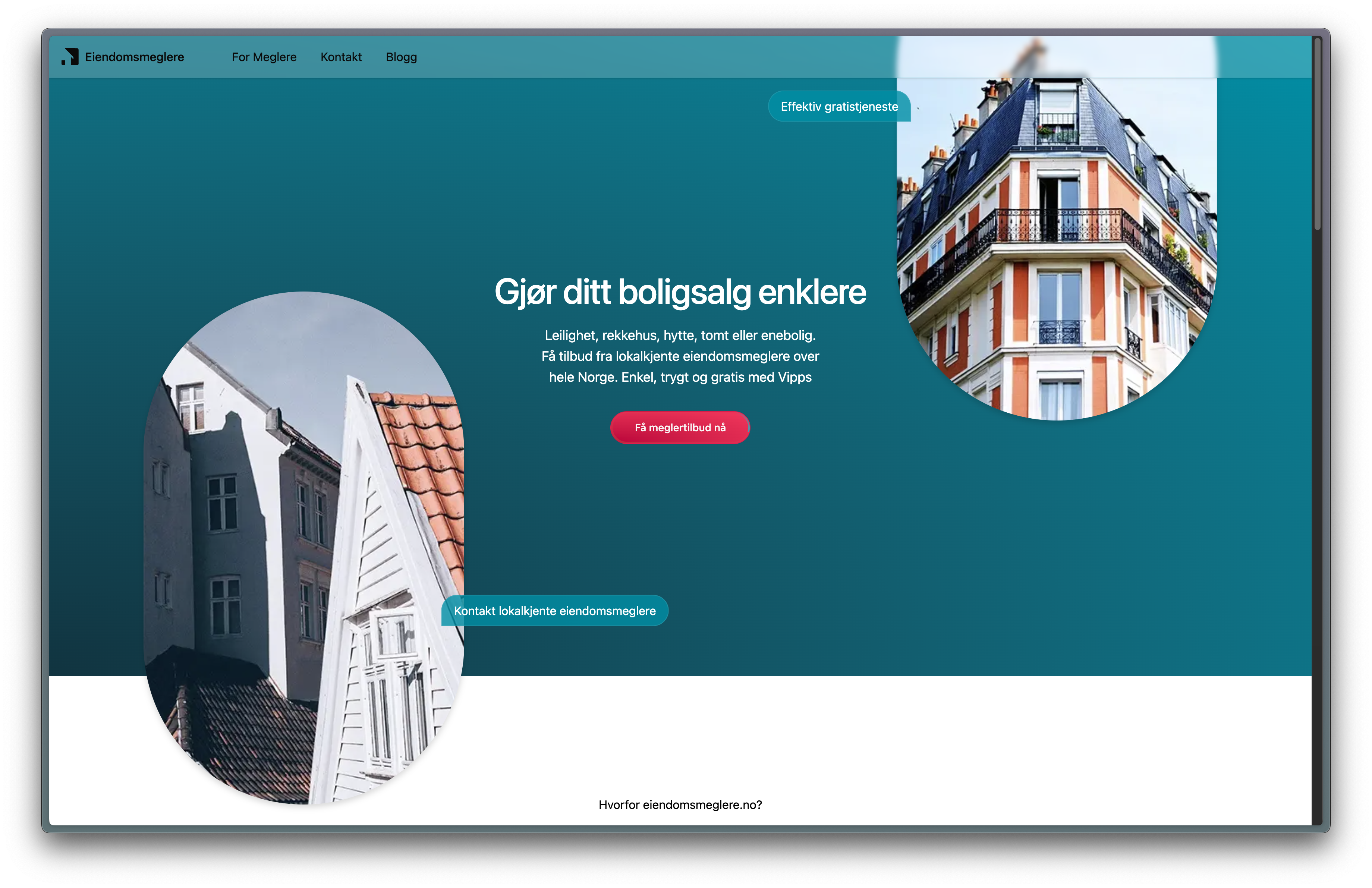 eiendomsmeglere.no — real estate agent marketplace